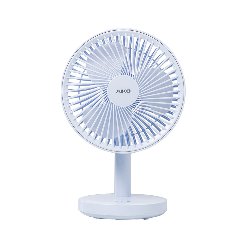 พัดลม ชาร์จไฟ 6 นิ้ว พร้อมโคมไฟ Rechargeable Fan | KN-L2876 สีฟ้า