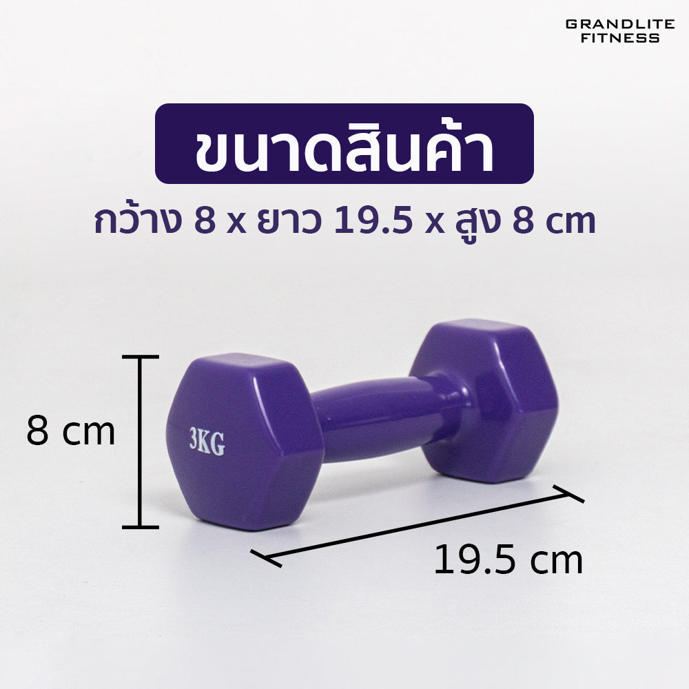 ดัมเบลเหล็กหุ้มไวนิล แพ็คคู่ | Dumbbell Vinyl 3kg x2