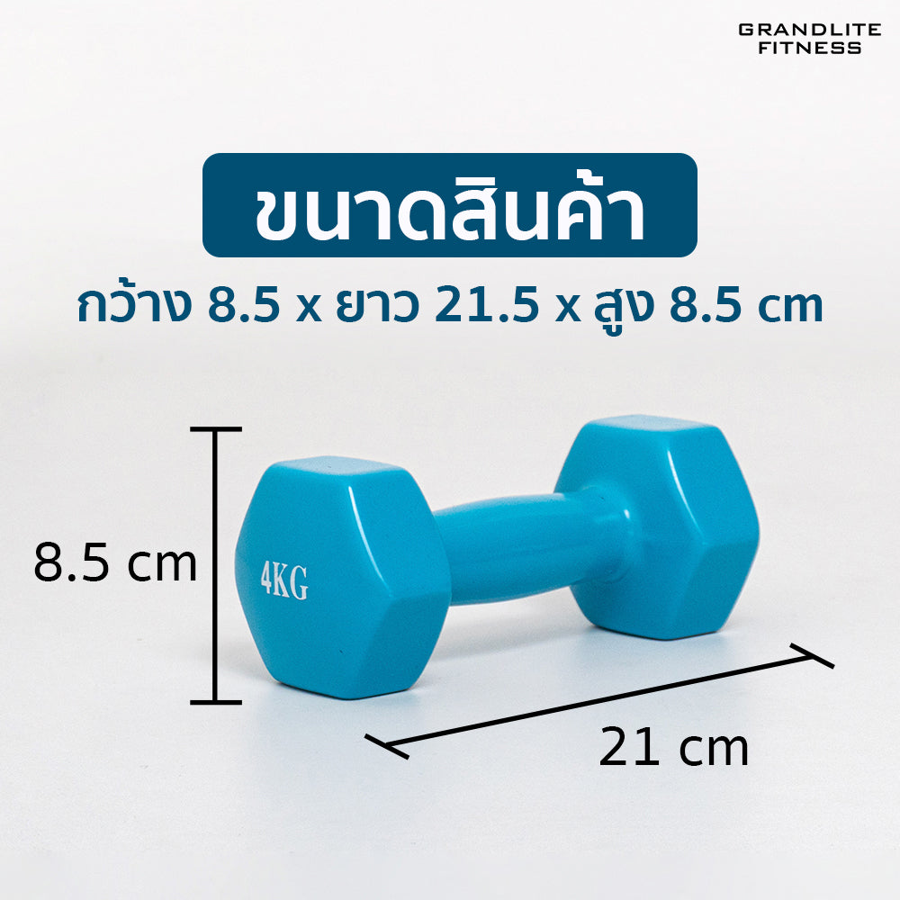 ดัมเบลเหล็กหุ้มไวนิล แพ็คคู่ | Dumbbell Vinyl 4kg x2