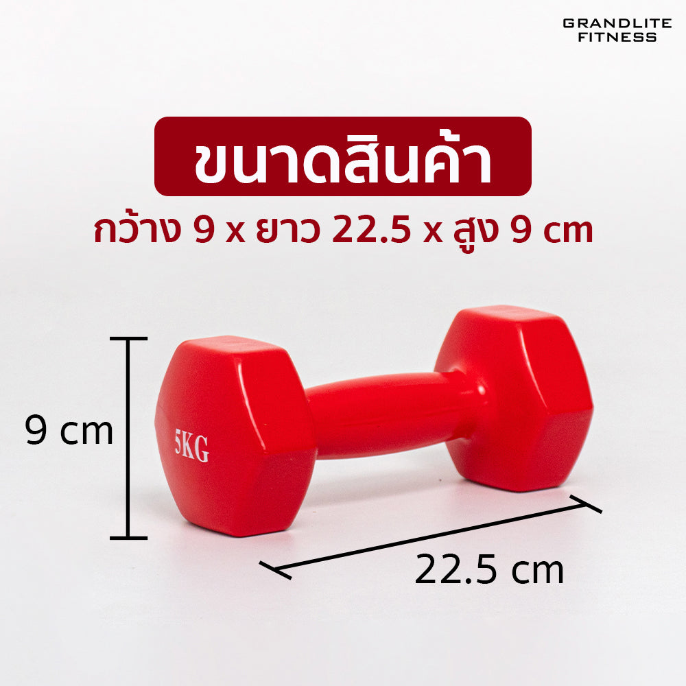 ดัมเบลเหล็กหุ้มไวนิล แพ็คคู่ | Dumbbell Vinyl 5kg x2