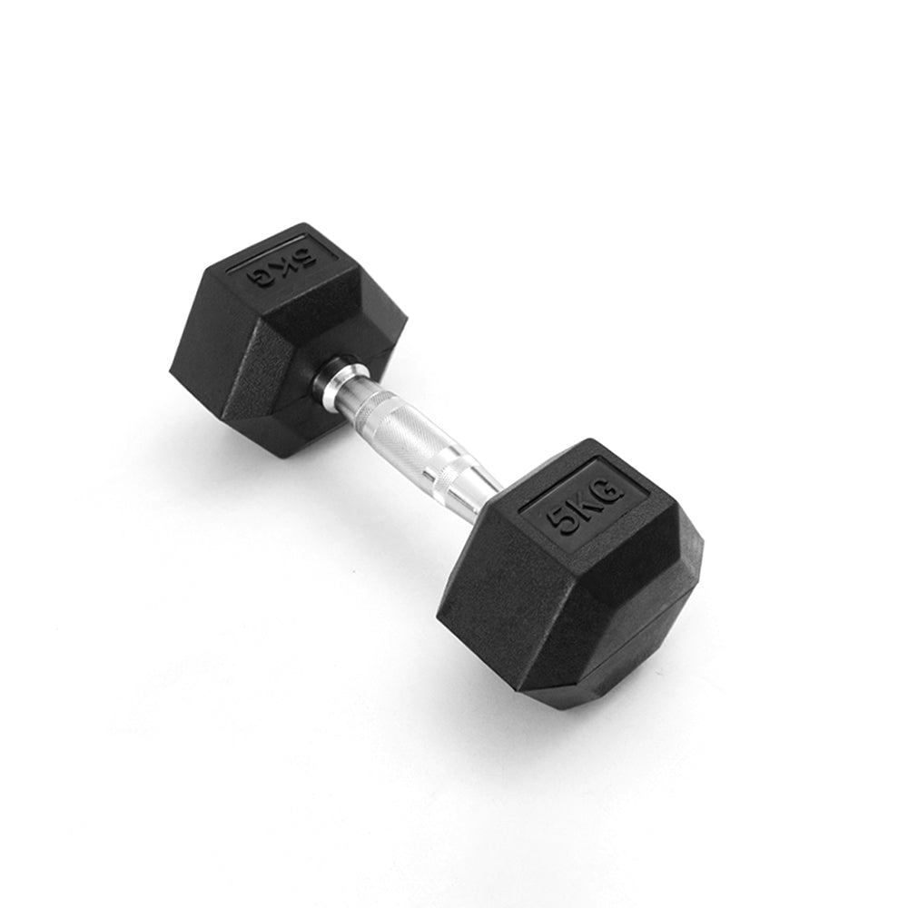 ดัมเบลเหล็ก หุ้มยางทรงหกเหลี่ยม | RUBBER HEX DUMBBELLS 5kg