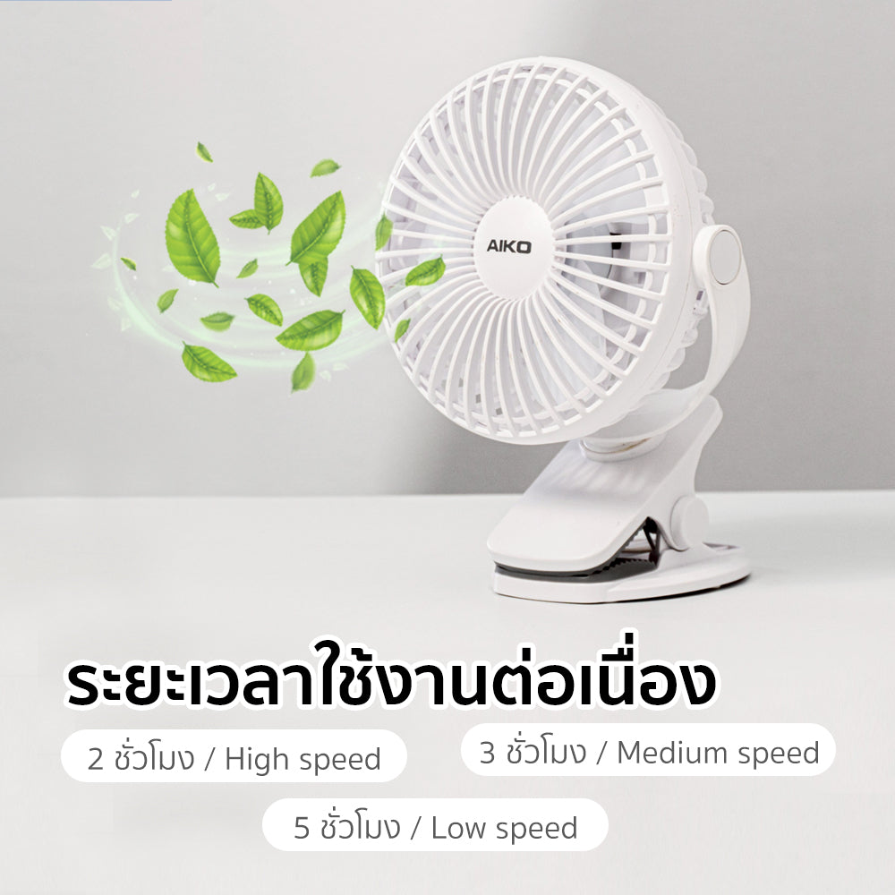 พัดลม ชาร์จไฟ 4 นิ้ว แบบหนีบและตั้งโต๊ะ Rechargeable Fan | KN-L2785 สีขาว
