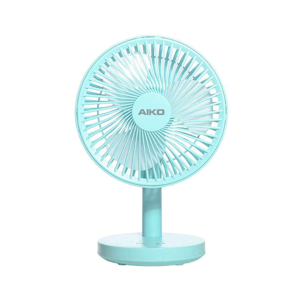พัดลม ชาร์จไฟ 6 นิ้ว พร้อมโคมไฟ Rechargeable Fan | KN-L2876 สีฟ้า