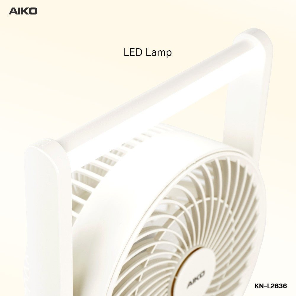 พัดลม ชาร์จไฟ 6 นิ้ว พร้อมโคมไฟ Rechargeable Fan with Lamp | KN-L2836