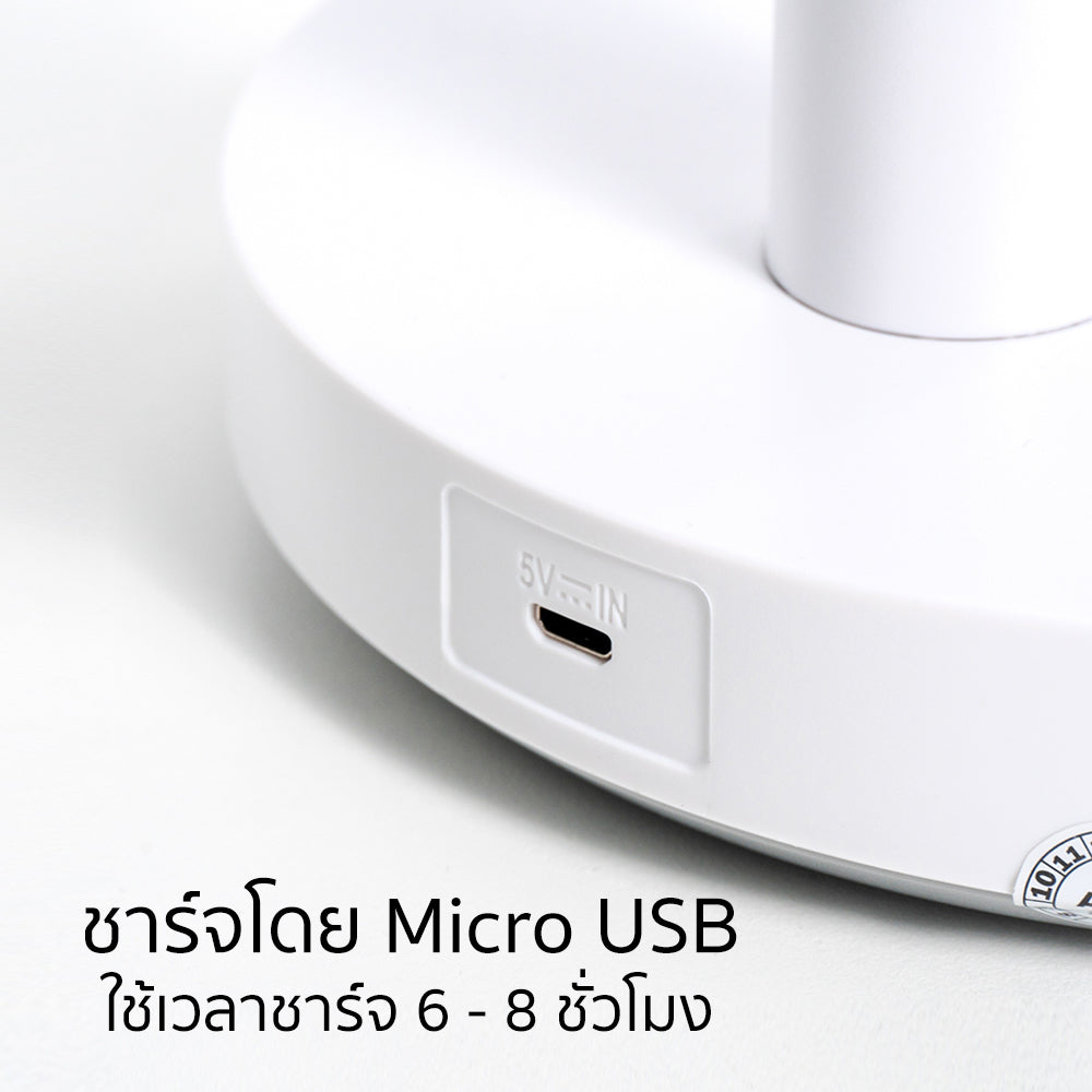 พัดลม ชาร์จไฟ 7 นิ้ว พร้อมโคมไฟ Rechargeable Fan with Lamp | KN-2827 สีขาว