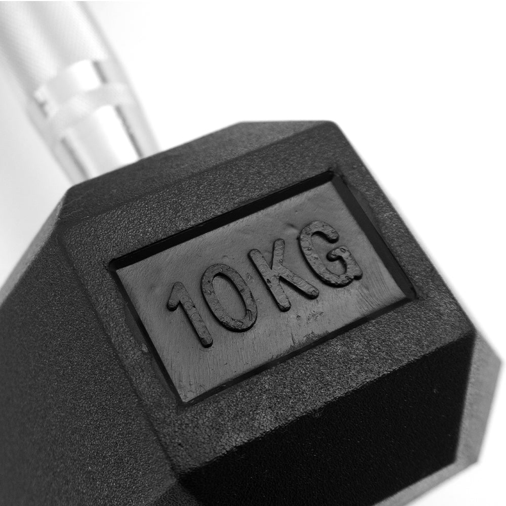 ดัมเบลเหล็ก หุ้มยางทรงหกเหลี่ยม | RUBBER HEX DUMBBELLS 10kg