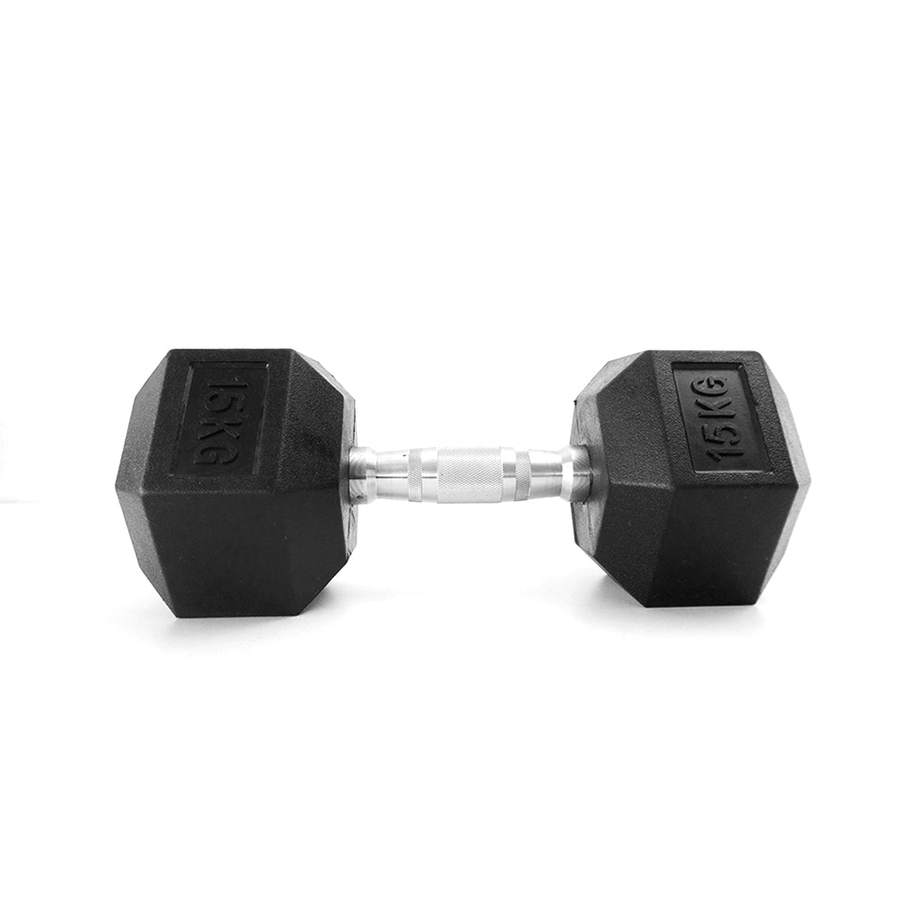 ดัมเบลเหล็ก หุ้มยางทรงหกเหลี่ยม | RUBBER HEX DUMBBELLS 15kg