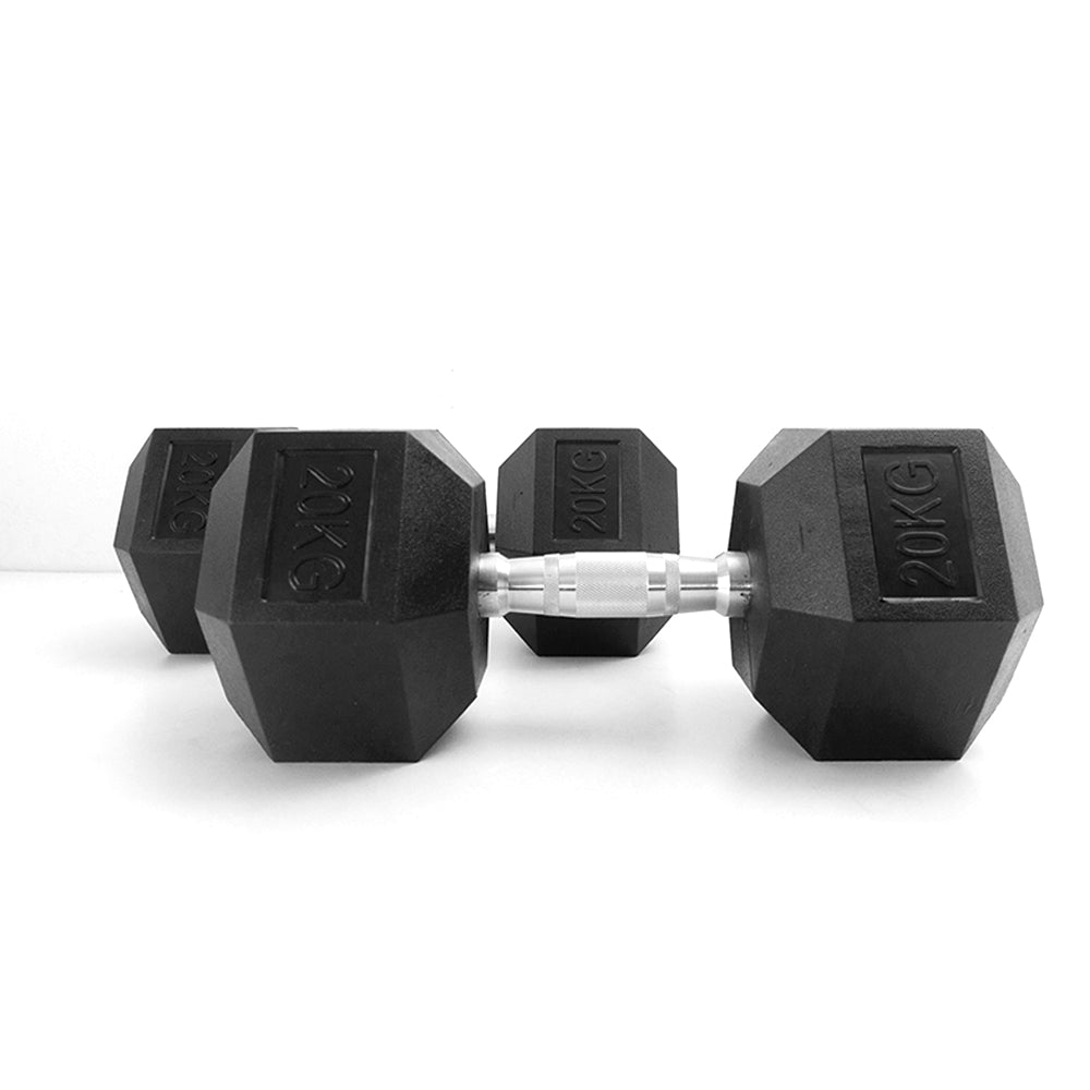 ดัมเบลเหล็ก หุ้มยางทรงหกเหลี่ยม | RUBBER HEX DUMBBELLS 20kg