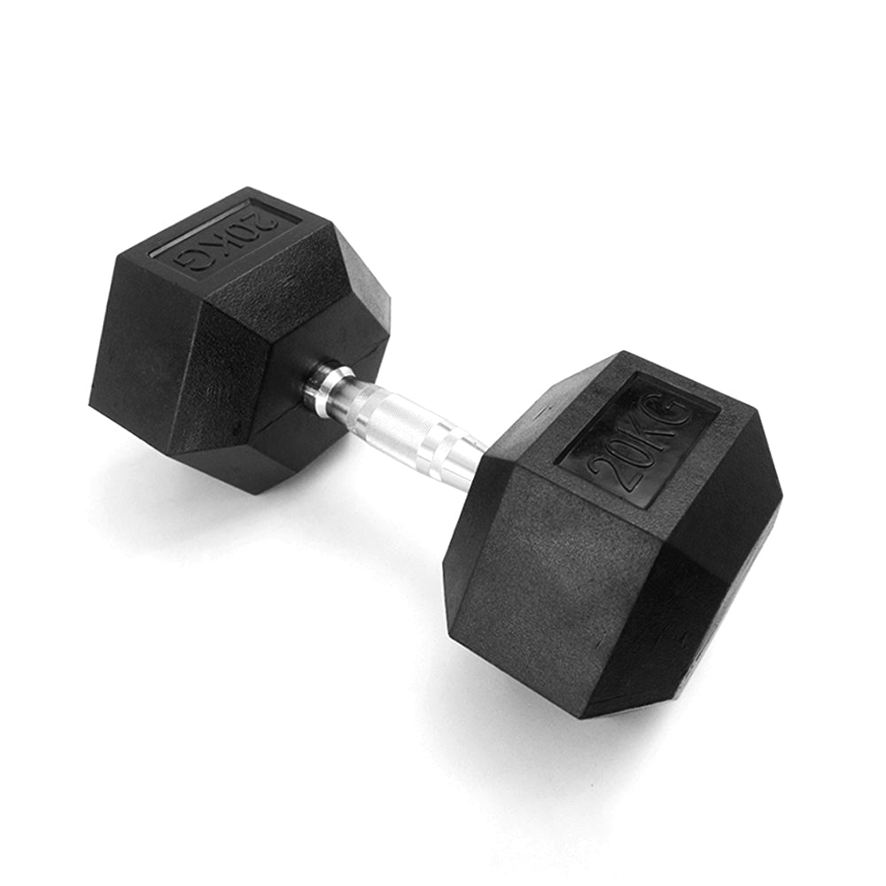 ดัมเบลเหล็ก หุ้มยางทรงหกเหลี่ยม | RUBBER HEX DUMBBELLS 20kg