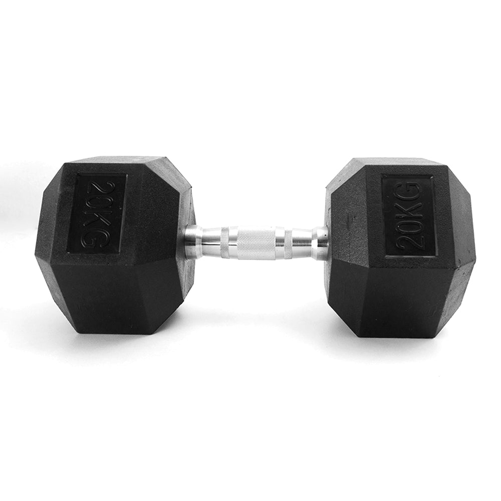 ดัมเบลเหล็ก หุ้มยางทรงหกเหลี่ยม | RUBBER HEX DUMBBELLS 20kg