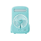 พัดลมชาร์จไฟ พร้อมโคมไฟ Rechargeable Fan | KN-2825 สีฟ้า