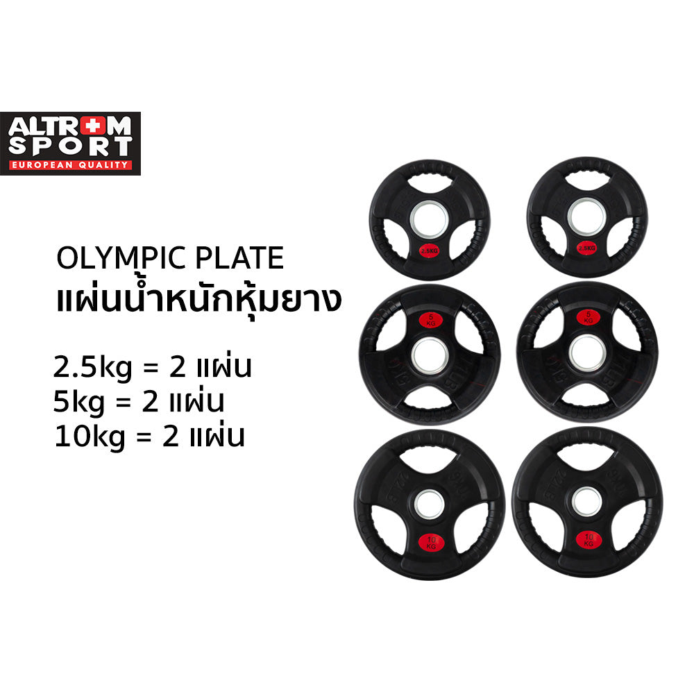 แผ่นน้ำหนักหุ้มยาง 2.5 5 10 kg | OLYMPIC WEIGHT PLATES 2.5 5 10 kg