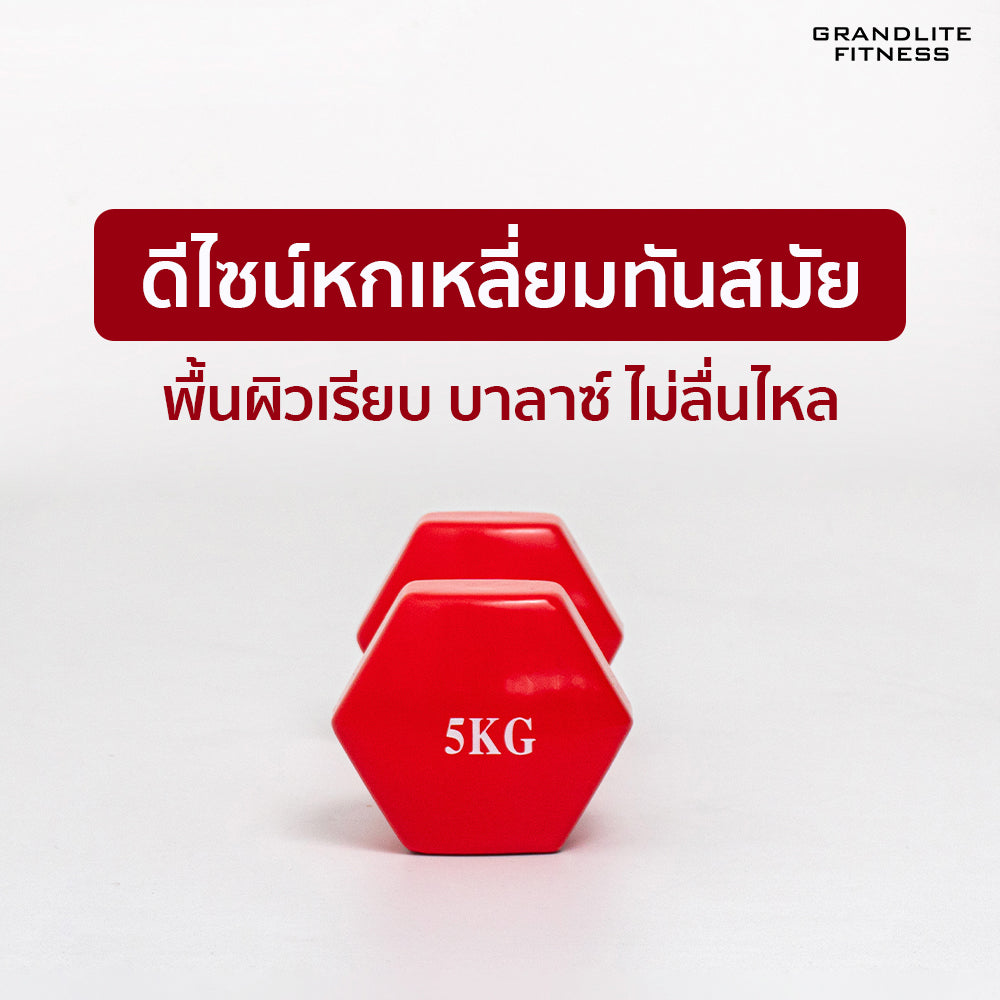 ดัมเบลเหล็กหุ้มไวนิล แพ็คคู่ | Dumbbell Vinyl 5kg x2