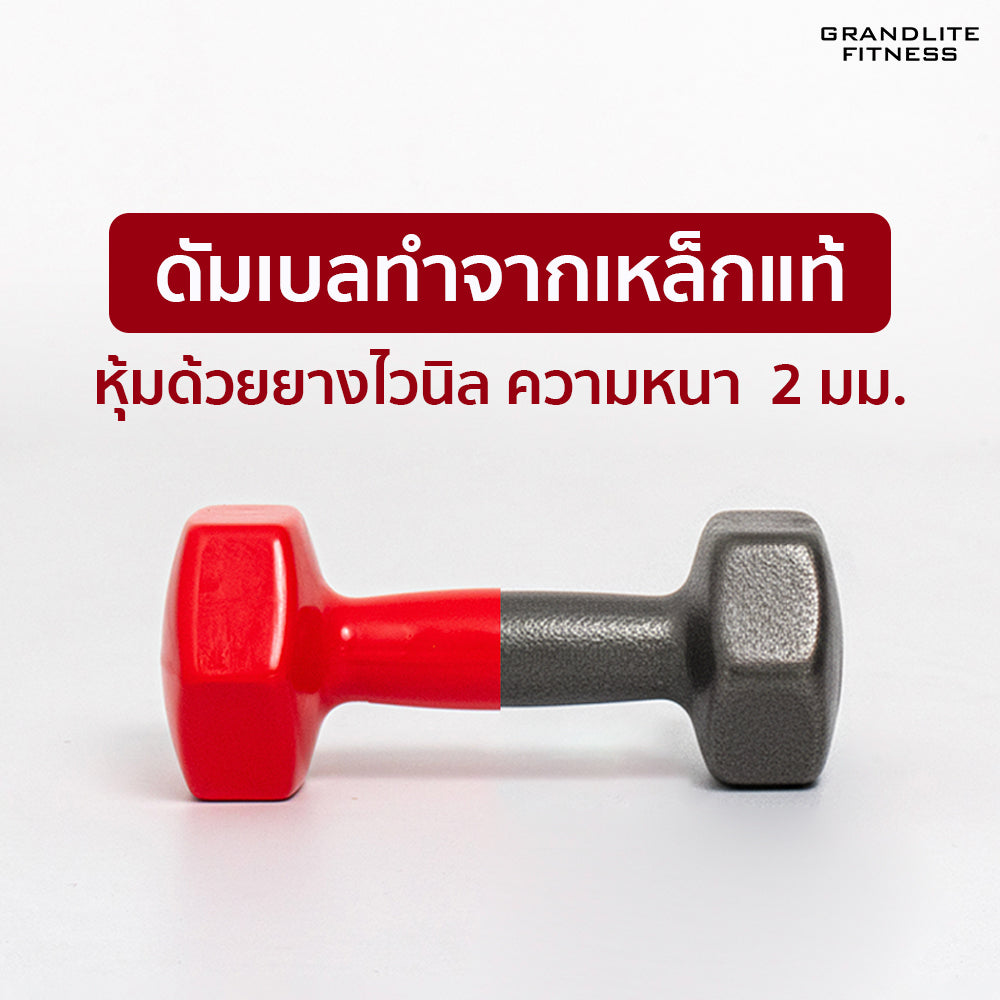 ดัมเบลเหล็กหุ้มไวนิล แพ็คคู่ | Dumbbell Vinyl 5kg x2