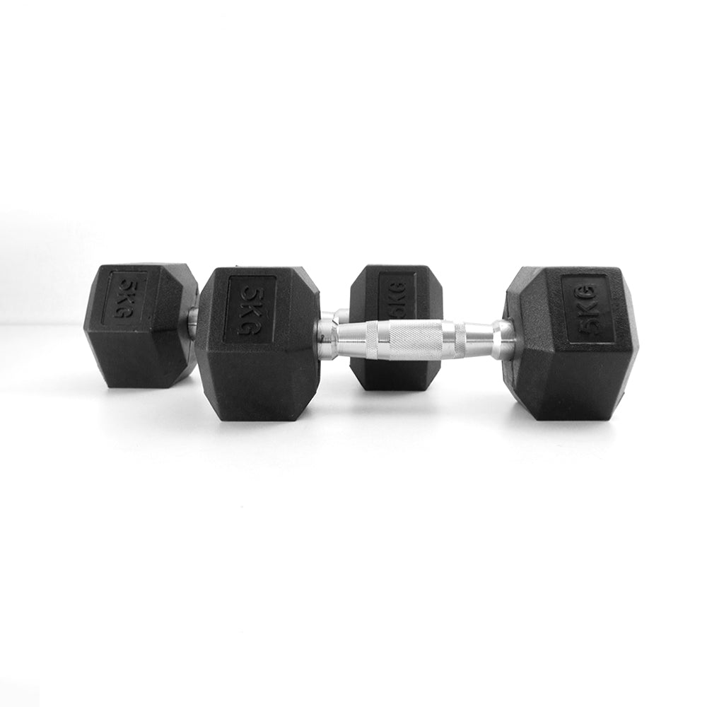 ดัมเบลเหล็ก หุ้มยางทรงหกเหลี่ยม | RUBBER HEX DUMBBELLS 5kg