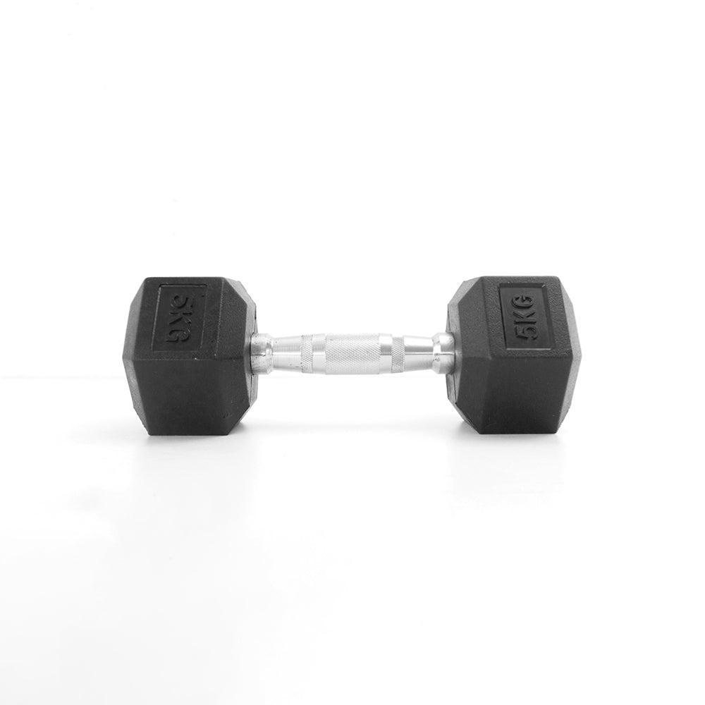 ดัมเบลเหล็ก หุ้มยางทรงหกเหลี่ยม | RUBBER HEX DUMBBELLS 5kg