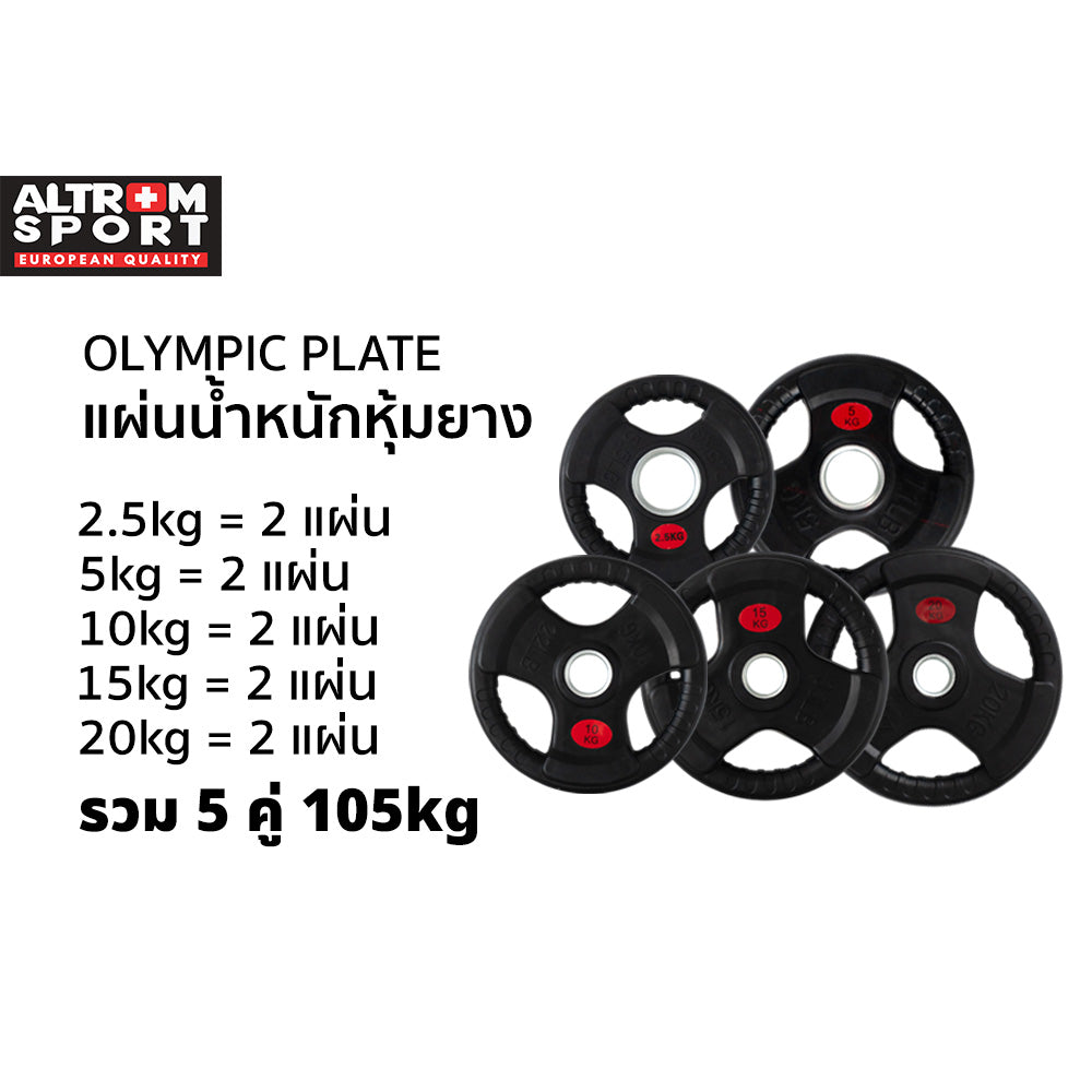 เซตแผ่นน้ำหนักหุ้มยาง 105 kg | OLYMPIC WEIGHT PLATES 105 kg