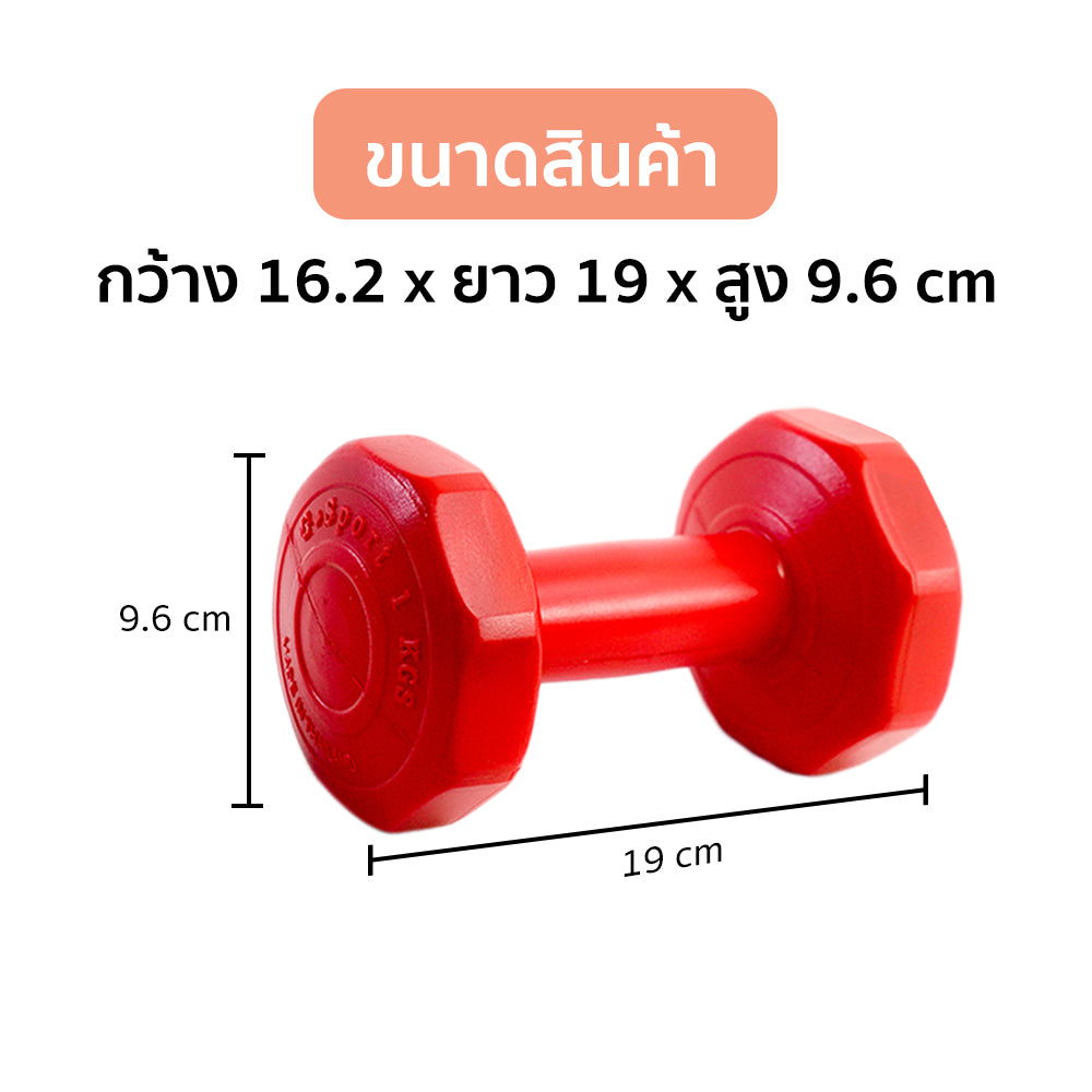 ดัมเบล พลาสติก แพ็คคู่ Dumbbell 1kg x2 | DB1