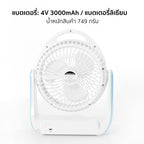 พัดลม ชาร์จไฟ 6 นิ้ว พร้อมโคมไฟ Rechargeable Fan | KN-2816U สีฟ้า