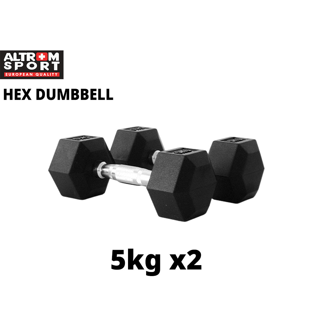 ดัมเบลเหล็ก หุ้มยางทรงหกเหลี่ยม | RUBBER HEX DUMBBELLS 5kg