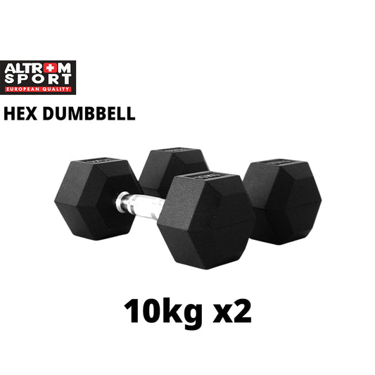 ดัมเบลเหล็ก หุ้มยางทรงหกเหลี่ยม | RUBBER HEX DUMBBELLS 10kg