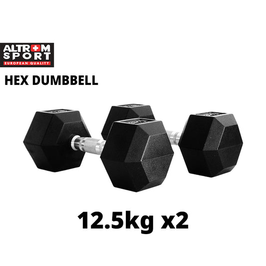 ดัมเบลเหล็ก หุ้มยางทรงหกเหลี่ยม | RUBBER HEX DUMBBELLS 12.5kg