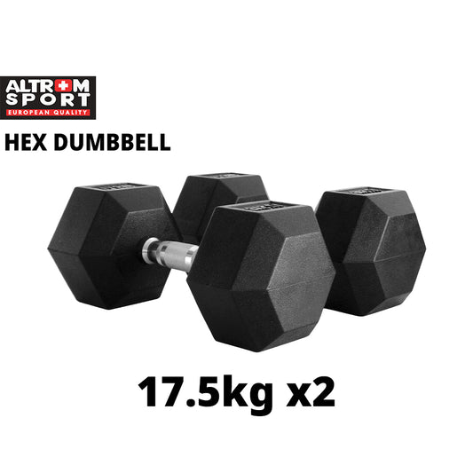 ดัมเบลเหล็ก หุ้มยางทรงหกเหลี่ยม | RUBBER HEX DUMBBELLS 17.5kg