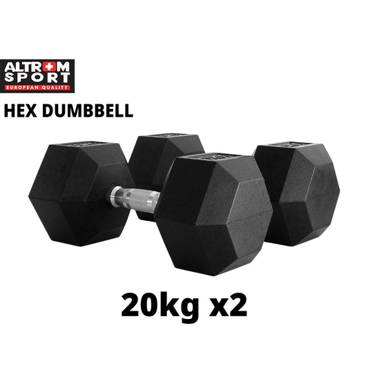 ดัมเบลเหล็ก หุ้มยางทรงหกเหลี่ยม | RUBBER HEX DUMBBELLS 20kg