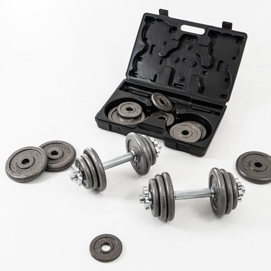 ดัมเบลเหล็ก ปรับน้ำหนัก Dumbbell Set Chromium with Plastic Case 20kg | DBS 20 kg