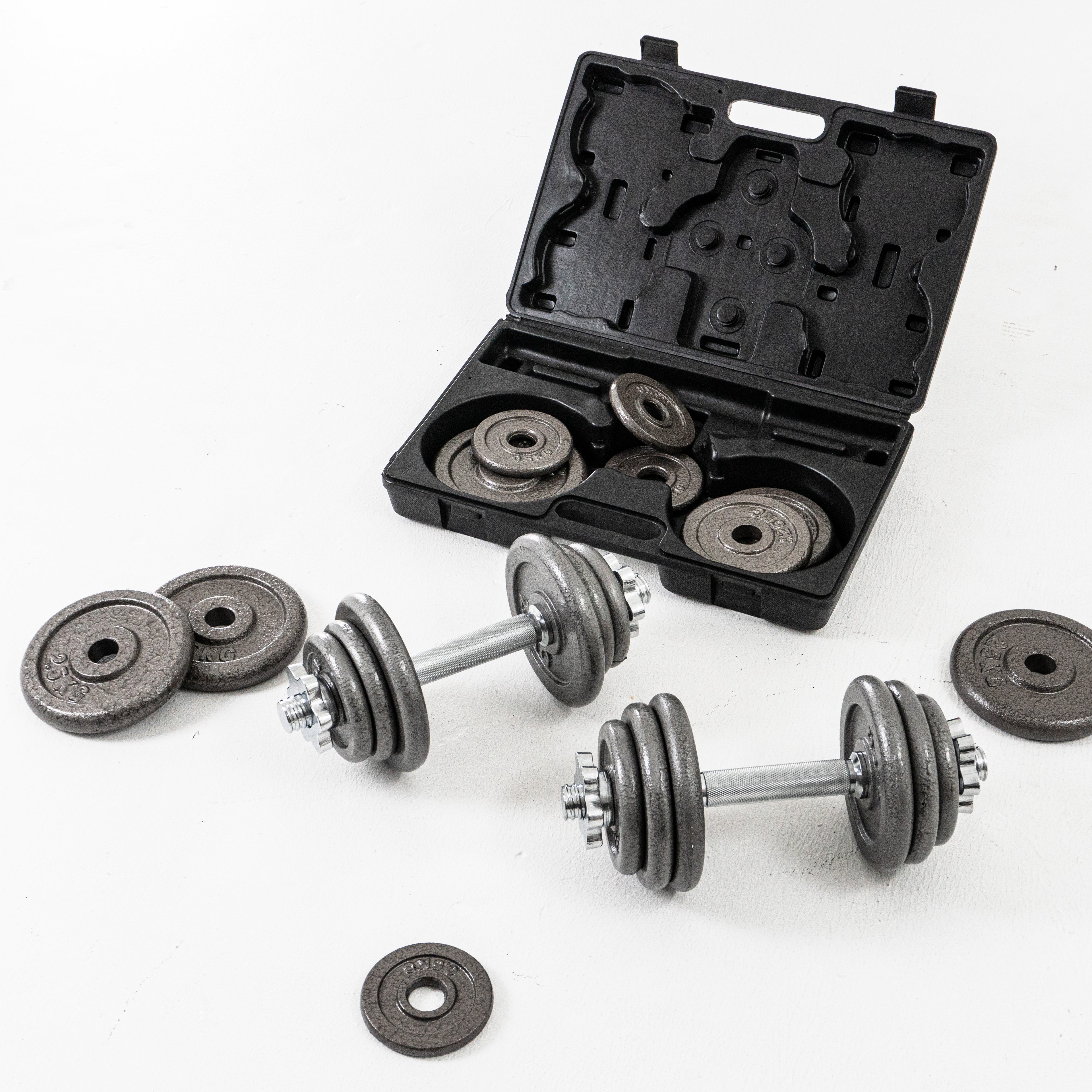 ดัมเบลเหล็ก ปรับน้ำหนัก Dumbbell Set Chromium with Plastic Case 20kg | DBS 20 kg