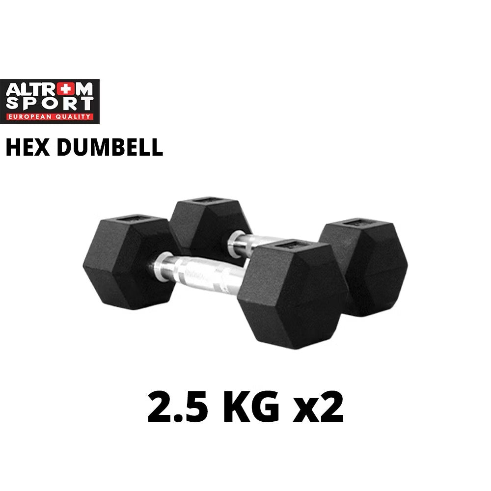ชุดดัมเบลเหล็กหกเหลี่ยม  พร้อมชั้นวาง 6 คู่ 105kg Hex Rubber Dumbbell Set with Rack