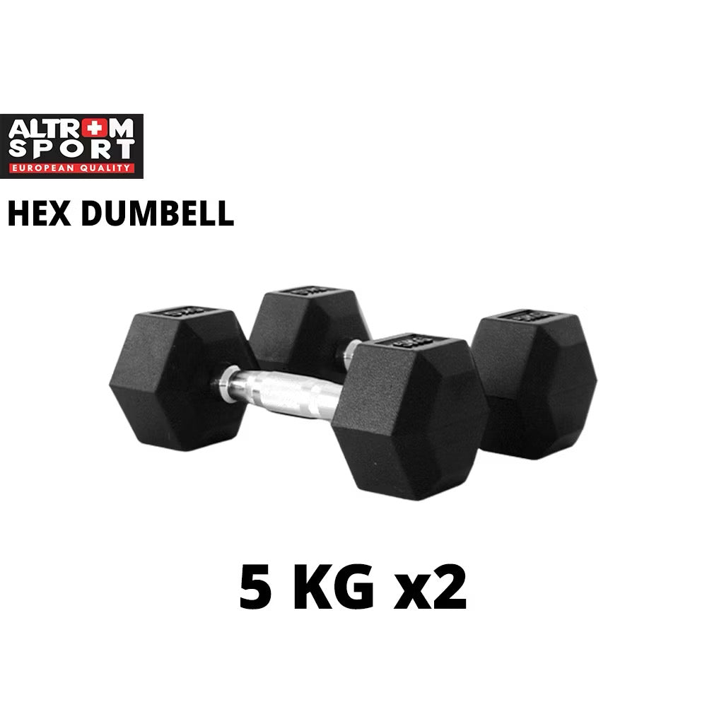 ชุดดัมเบลเหล็กหกเหลี่ยม  พร้อมชั้นวาง 6 คู่ 105kg Hex Rubber Dumbbell Set with Rack