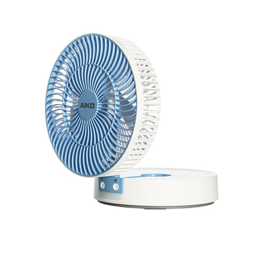 พัดลม ชาร์จไฟ 6 นิ้ว พร้อมโคมไฟ Rechargeable Fan with Lamp | KN-L2826 สีฟ้า