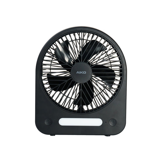 พัดลม ชาร์จไฟ 6 นิ้ว พร้อมโคมไฟ Rechargeable Fan with Lamp | KN-L2886 สีดำ