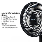 พัดลม ชาร์จไฟ 7 นิ้ว พร้อมโคมไฟ Rechargeable Fan with Lamp | KN-2827 สีดำ