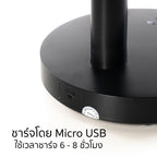 พัดลม ชาร์จไฟ 7 นิ้ว พร้อมโคมไฟ Rechargeable Fan with Lamp | KN-2827 สีดำ