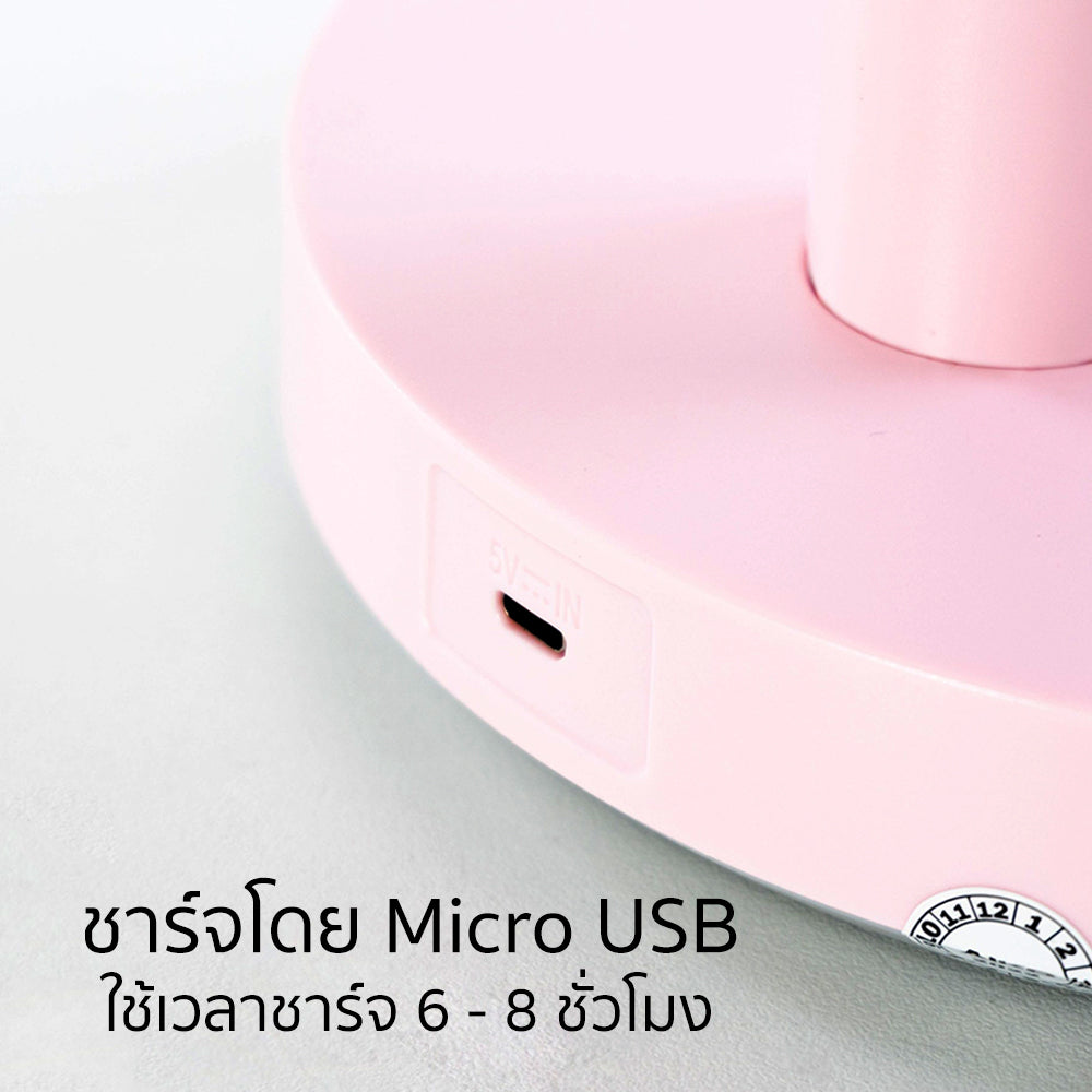 พัดลม ชาร์จไฟ 7 นิ้ว พร้อมโคมไฟ Rechargeable Fan with Lamp | KN-2827 สีชมพู