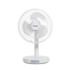 พัดลม ชาร์จไฟ 7 นิ้ว พร้อมโคมไฟ Rechargeable Fan with Lamp | KN-2827 สีขาว