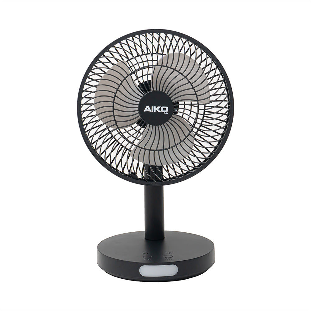 พัดลม ชาร์จไฟ 7 นิ้ว พร้อมโคมไฟ Rechargeable Fan with Lamp | KN-2827 สีดำ