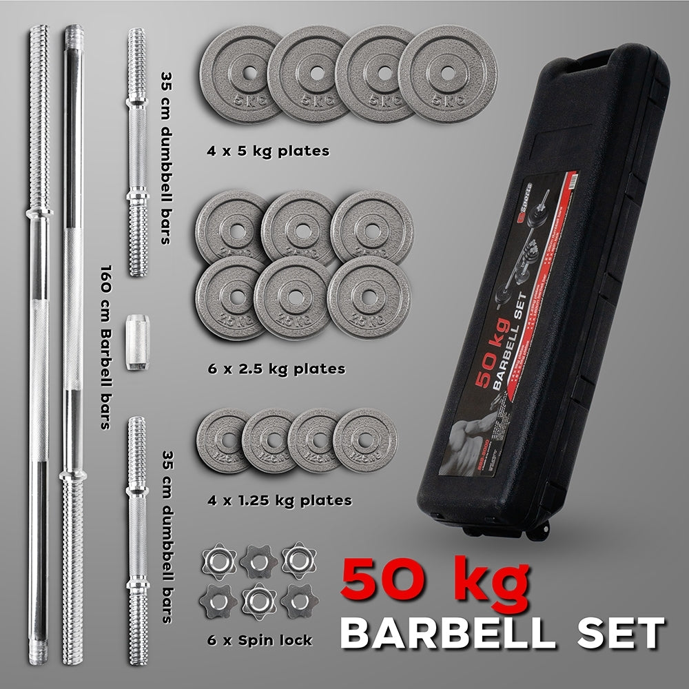 ดัมเบล บาร์เบลชุด 50kg Dumbbell Barbell Set with Box | BBS-5000