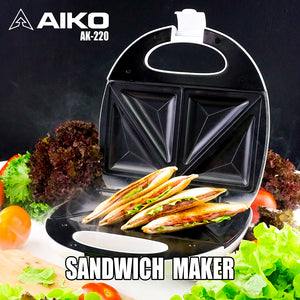 เครื่องทำแซนวิชคู่ แผ่นความร้อนเคลือบเทฟลอน AK-220 ***รับประกัน 1ปี