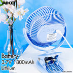 พัดลม ชาร์จไฟ 5 นิ้ว แบบหนีบและตั้งโต๊ะพร้อมโคมไฟ Rechargeable Fan | KN-L2855N