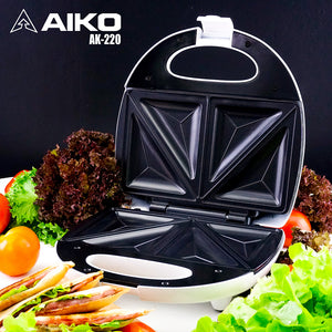 เครื่องทำแซนวิชคู่ แผ่นความร้อนเคลือบเทฟลอน AK-220 ***รับประกัน 1ปี