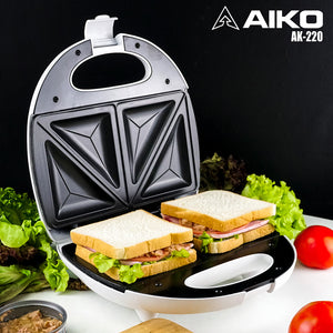 เครื่องทำแซนวิชคู่ แผ่นความร้อนเคลือบเทฟลอน AK-220 ***รับประกัน 1ปี