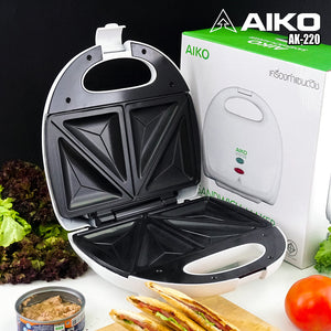 เครื่องทำแซนวิชคู่ แผ่นความร้อนเคลือบเทฟลอน AK-220 ***รับประกัน 1ปี