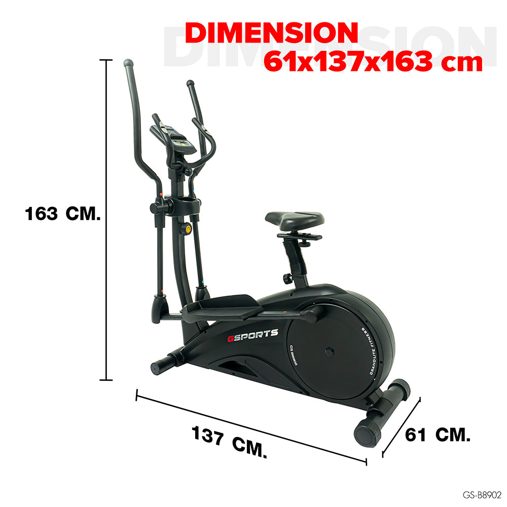 เครื่องเดินวงรี จักรยานนั่งปั่น แบบ 2-in-1 Elliptical Cross Trainer 8kg | GS-B8902
